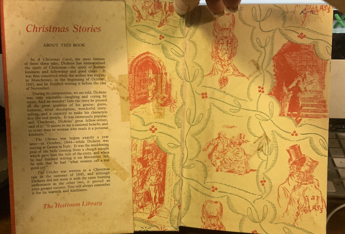 Vintage HC CHRISTMAS STORIES Charles Dickens Heirloom 1956 Colour Plates 288 pg
