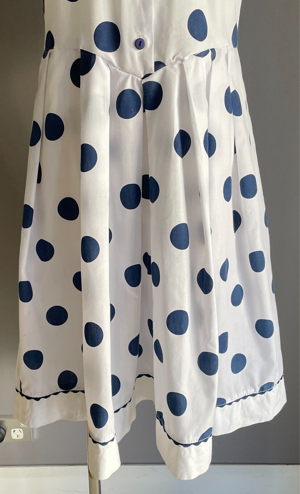 Girls JESSE Sailor Dress White & Blue Polka Dot Size 10 Collar Short Sleeves