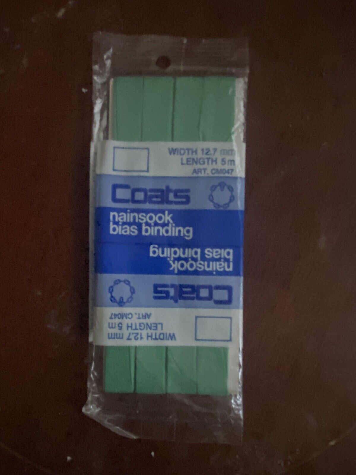 Vintage Coats Bias Binding Nainsook Cotton 12.7mm 5 metres Green NOS Sealed