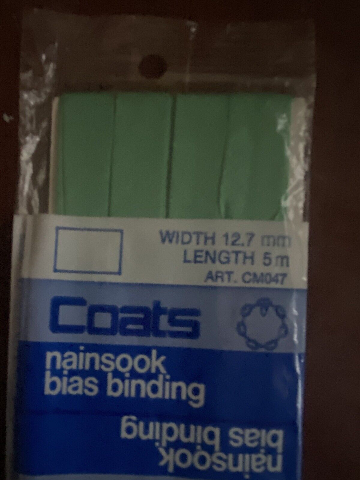 Vintage Coats Bias Binding Nainsook Cotton 12.7mm 5 metres Green NOS Sealed