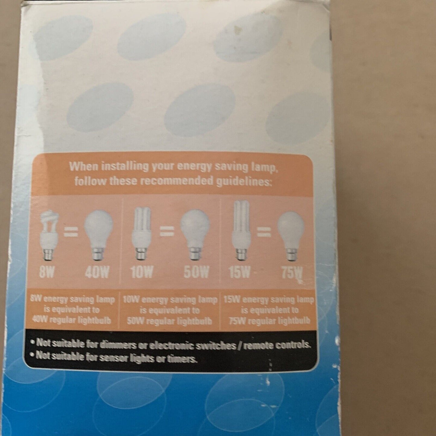 Mirabella 5 Energy Saving Lamps 1x8W 3x10W 1x15W B22 2700K Warm White 240V Bulb