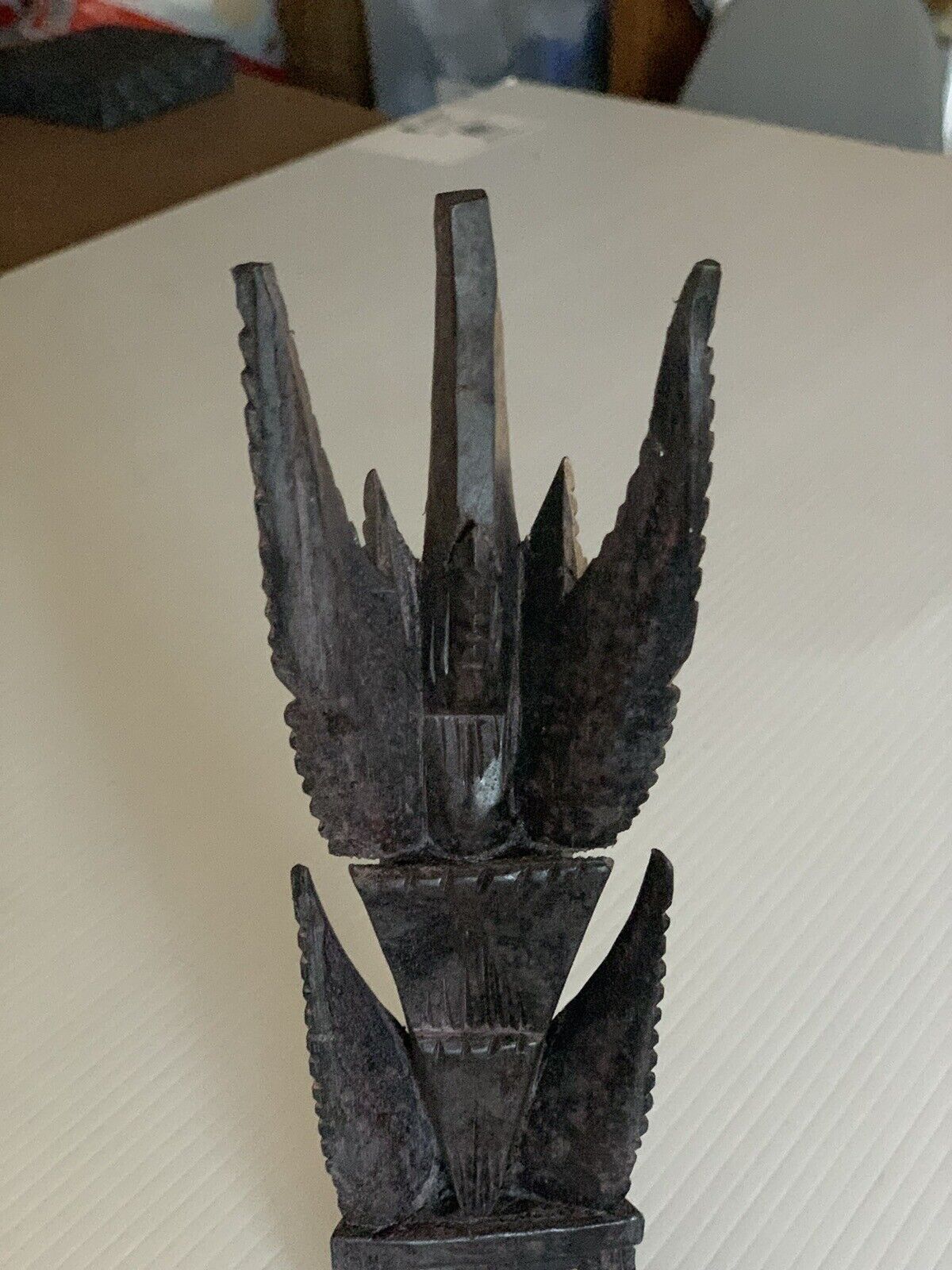 Indonesian VISHNU Statue Riding Garuda Bird Hand Carved Wooden Sculpture