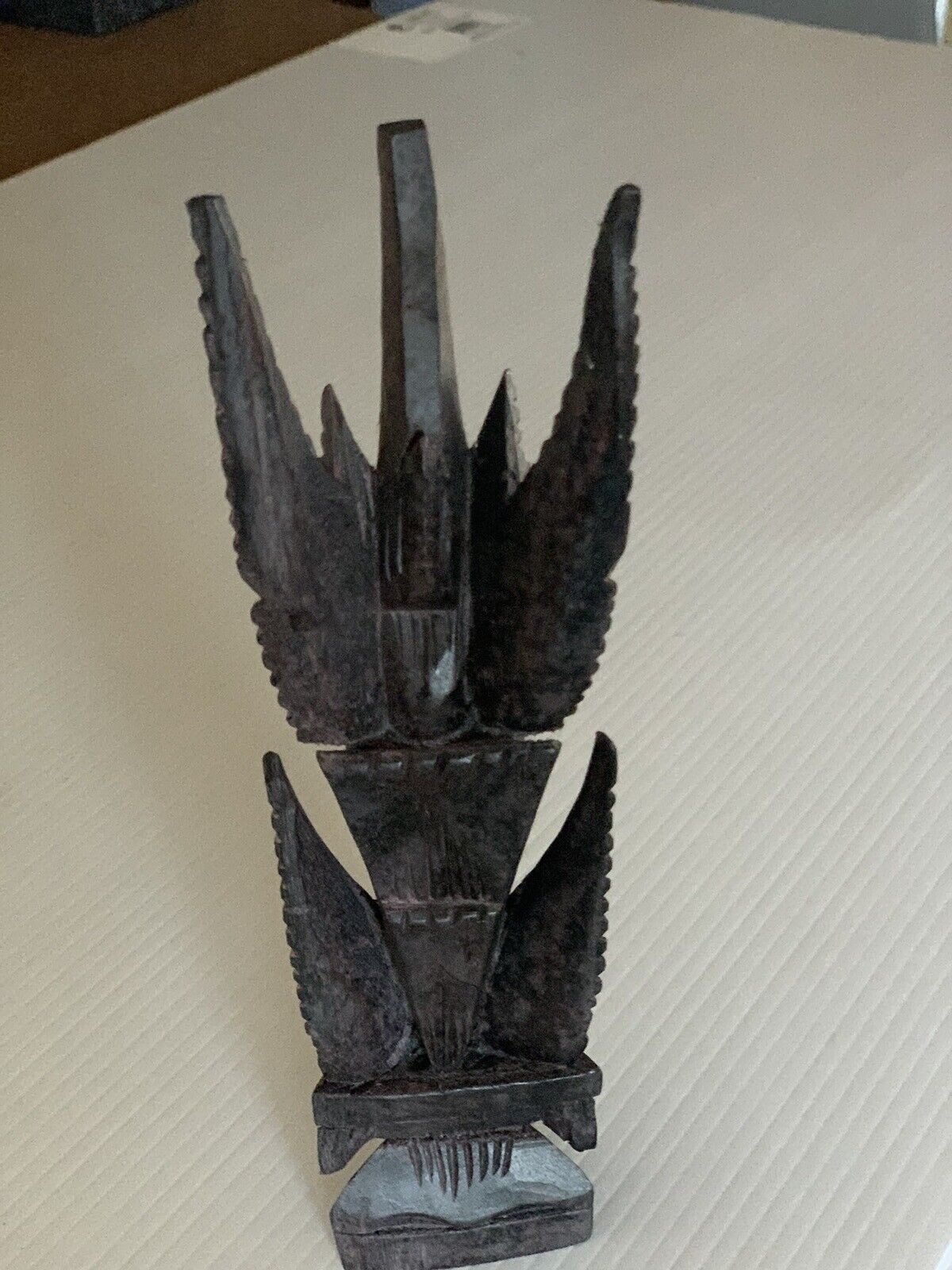 Indonesian VISHNU Statue Riding Garuda Bird Hand Carved Wooden Sculpture