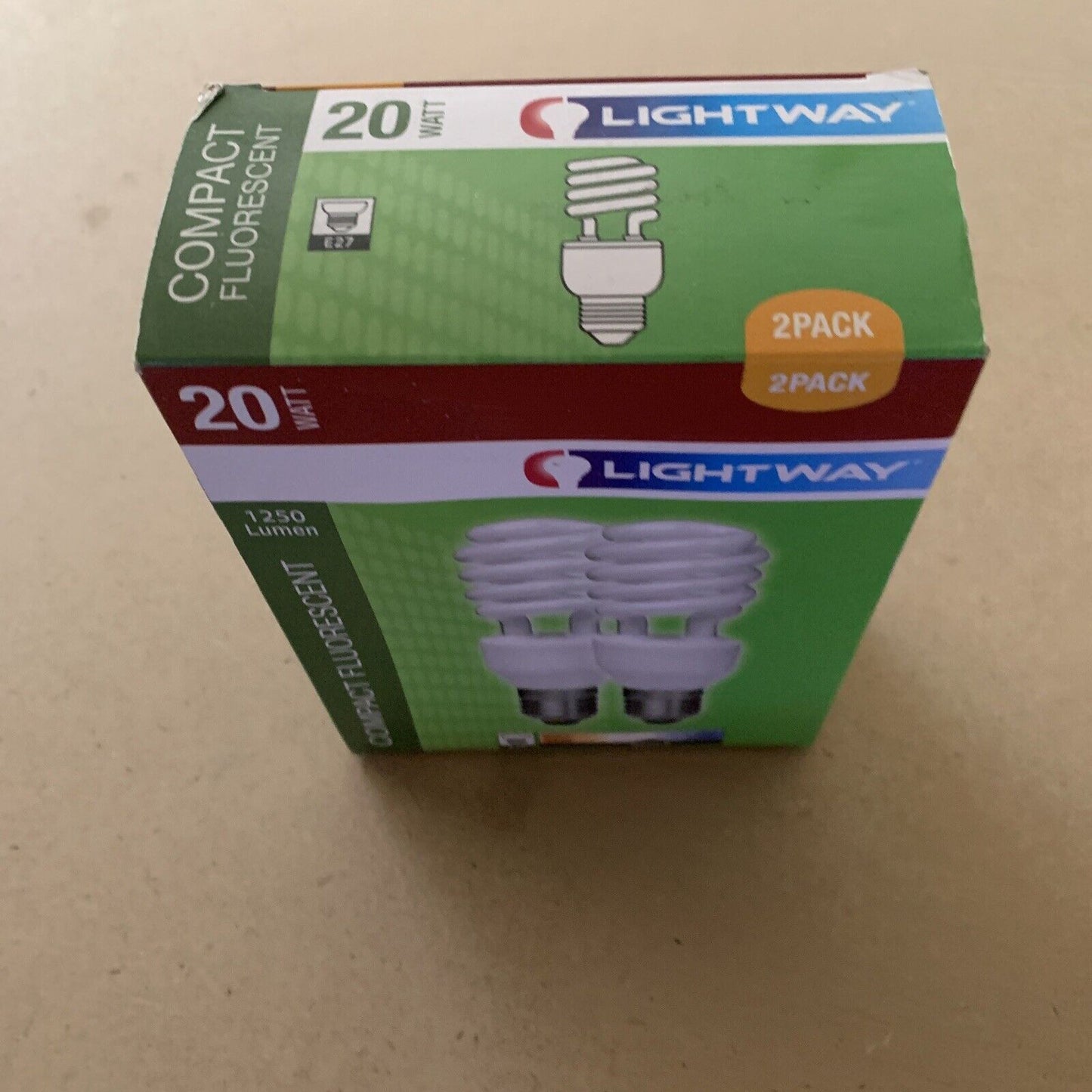LIGHTWAY 20W E27 2 Pack Compact Fluorescent Globe Bulb 1250 5000K Screw In
