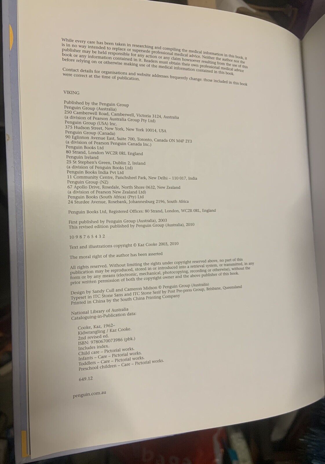 PB Book KAZ COOKE ' Kid Wrangling ' Sequel to Up the Duff Revised Edition 2010