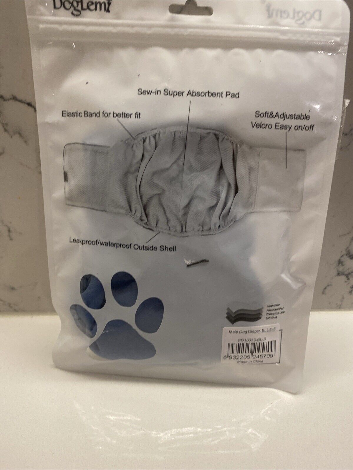 Doglemi Washable Diaper Male Dog Puppy Nappy Belly Band Sanitary Pant Size S NEW