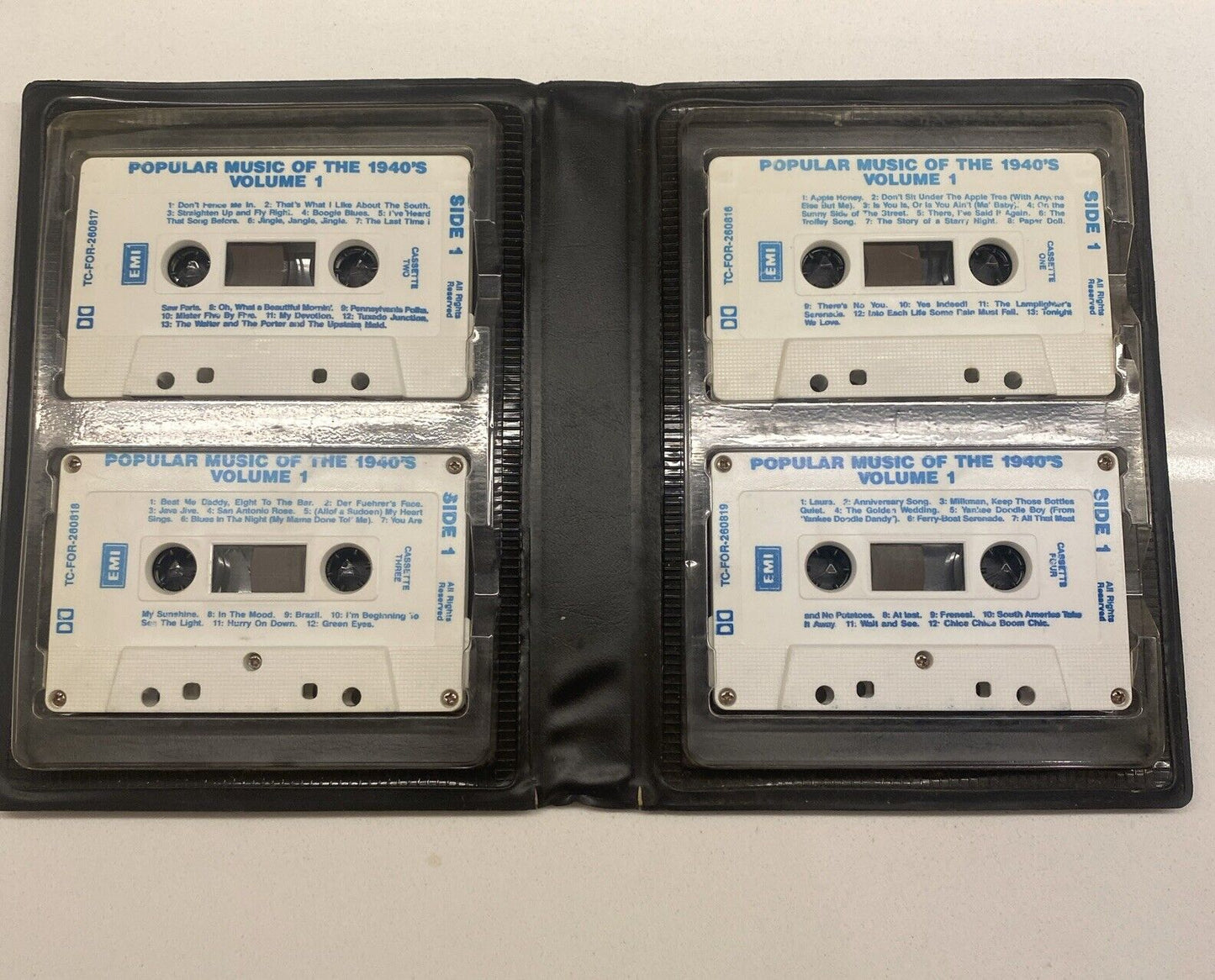 Popular Music Of The 1940s Vol 1 Clam Shell Box Set 4x Audio Tape Cassette Music