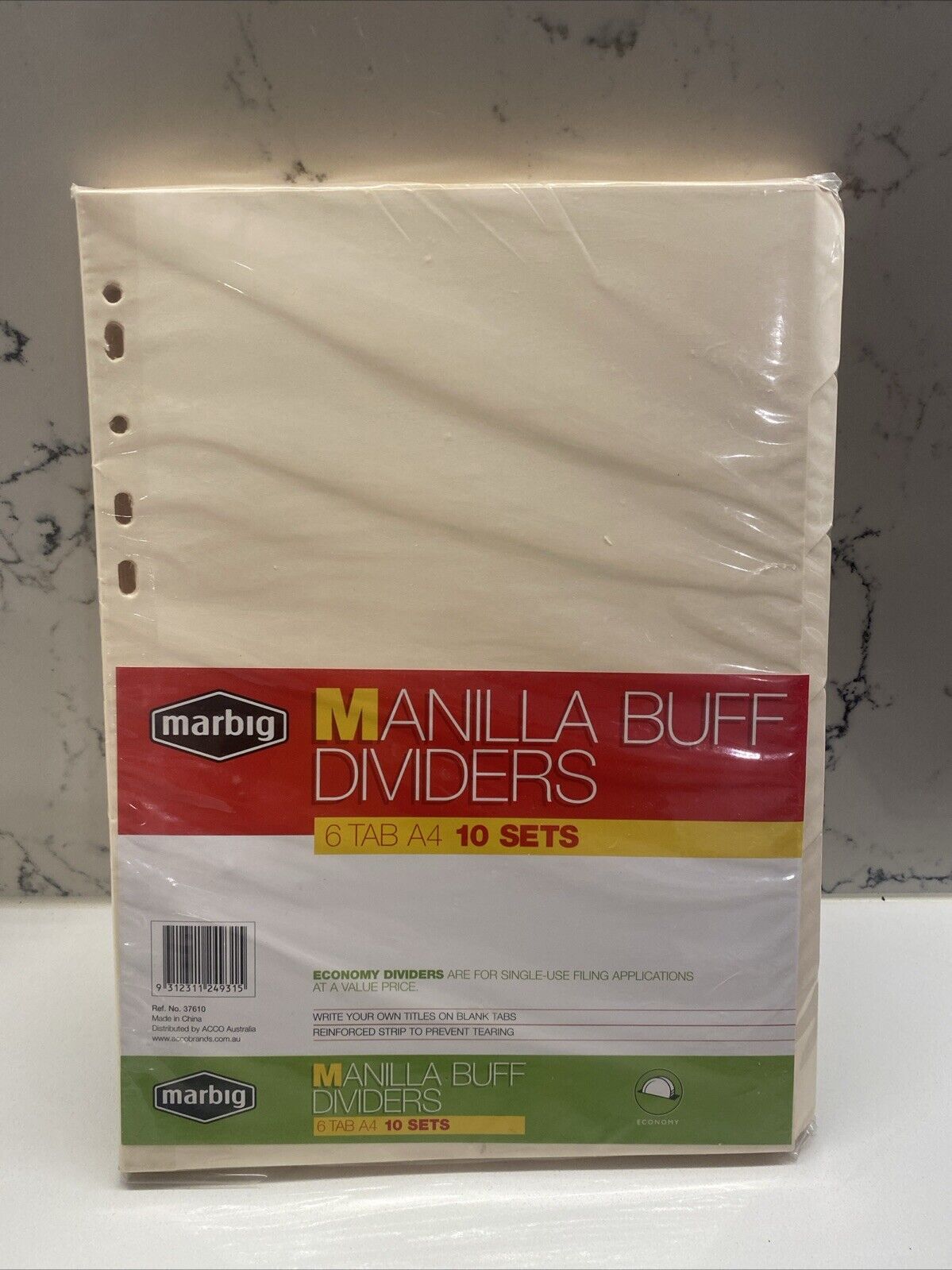 10 Sets Pack MARBIG Divider Manilla Buff  Dividers 6-Tab Storage A4 NEW Sealed