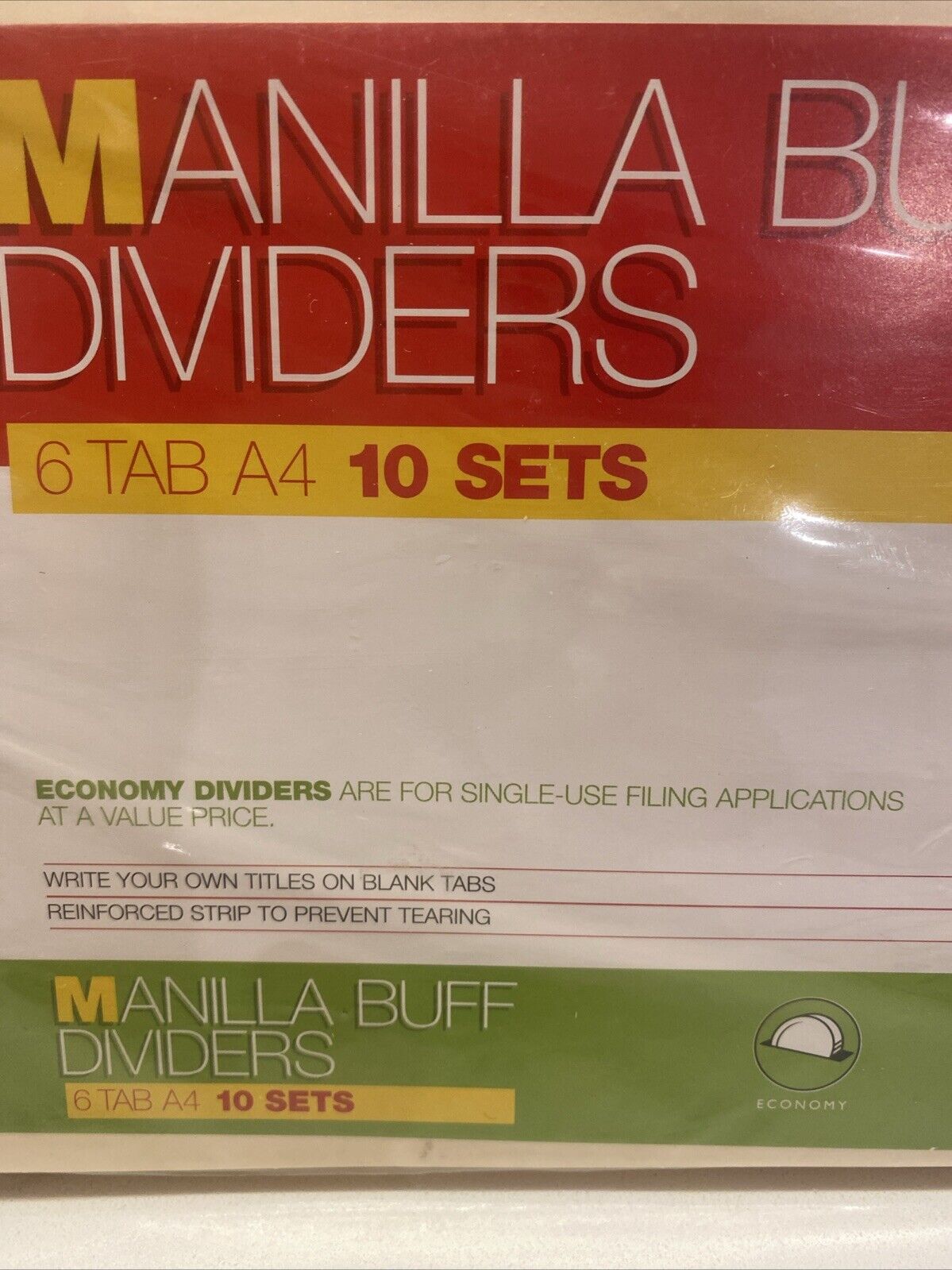 10 Sets Pack MARBIG Divider Manilla Buff  Dividers 6-Tab Storage A4 NEW Sealed