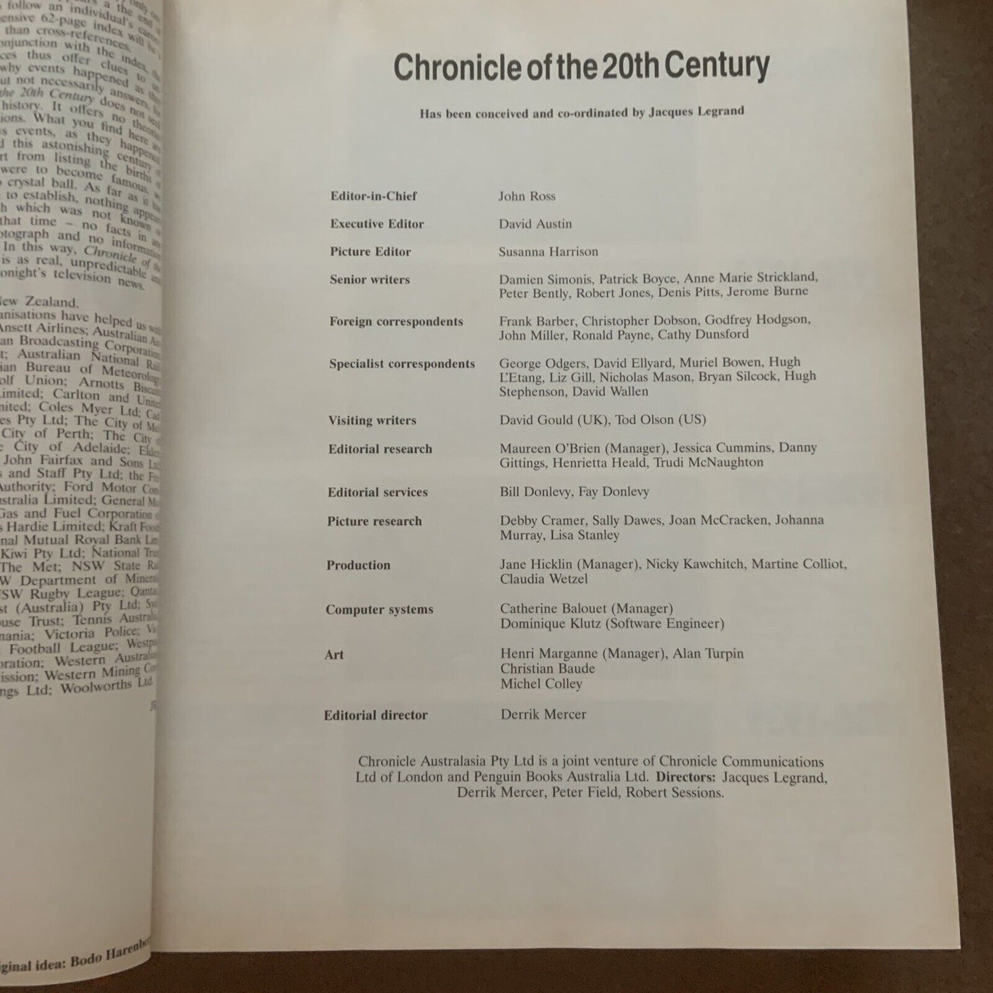 HC Book CHRONICLE of the 20th CENTURY Large Tome 1991 Rare Vintage