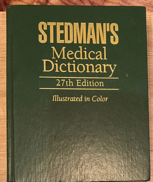 HC Book STEDMANS MEDICAL DICTIONARY 27th Edition Large Reference 2098 Pages