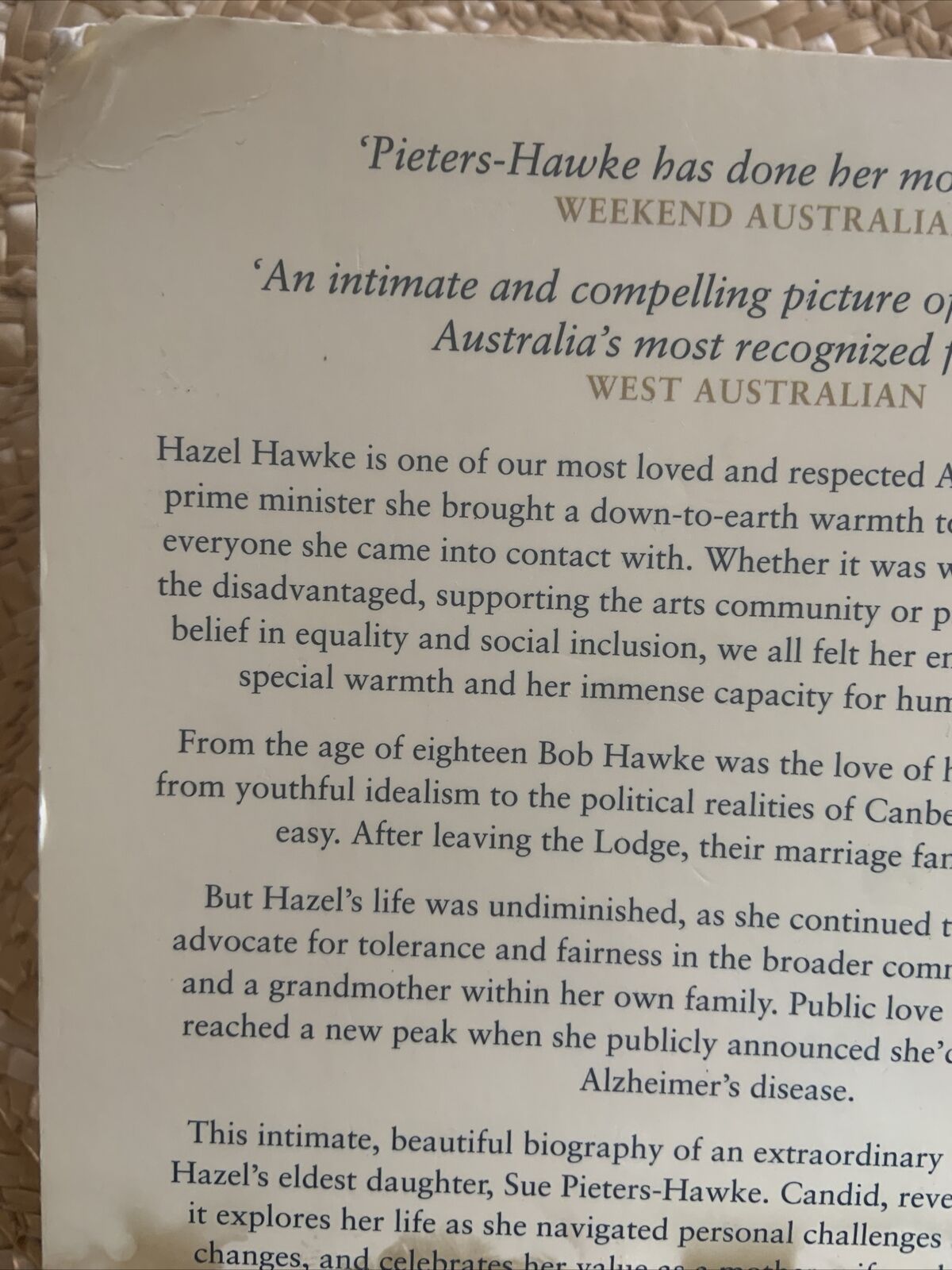 HC Book HAZEL My Mother's Story by Sue Pieters-Hawke  2011 Memoir Biography