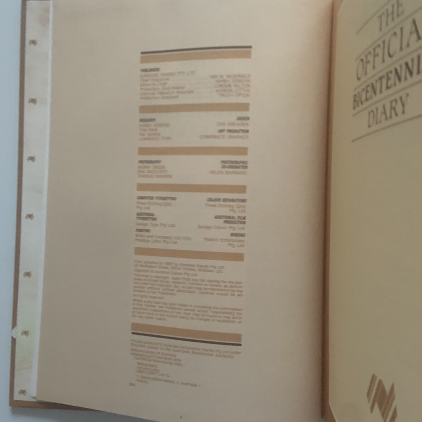 HC Book The Official BICENTENNIAL 1988 Large  Ribbon Birthday Year Vintage