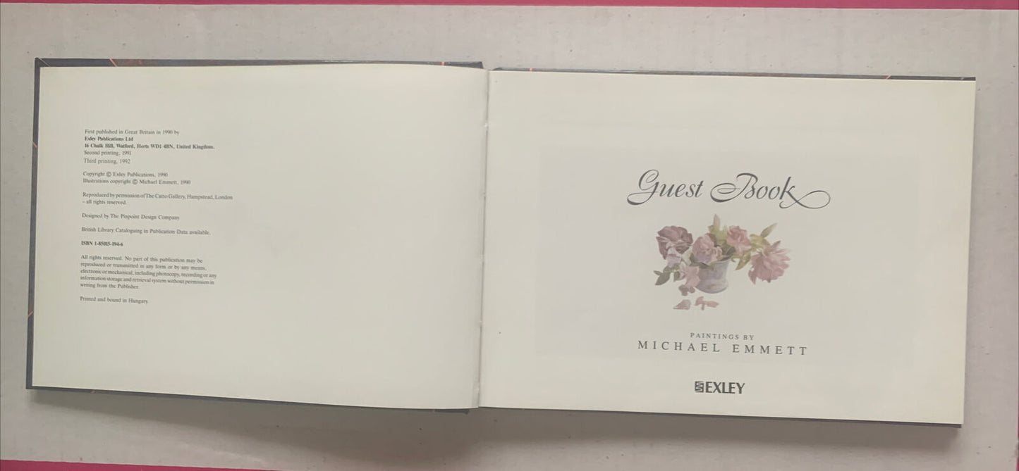 GUEST BOOK by Michael Emmett 1992 Vintage Small Name Address Visitor HC Year