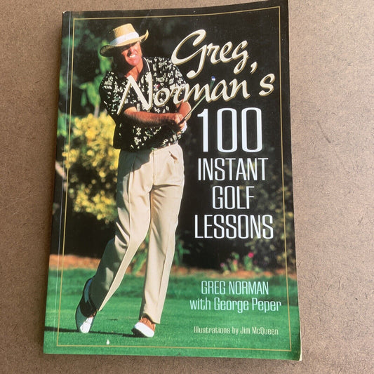 PB Book Greg Normans 100 instant Golf Lessons Watercolour Pics by Jim McQueen