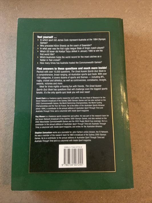 PB Book The Great Aussie Sports Quiz Book by David Clark Large 2004 1st Ed