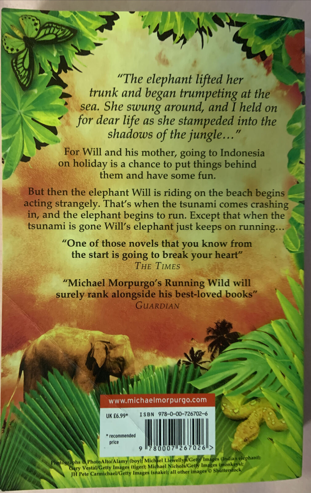PB Book RUNNING WILD by Michael Morpurgo 2010 handwritten name inside page