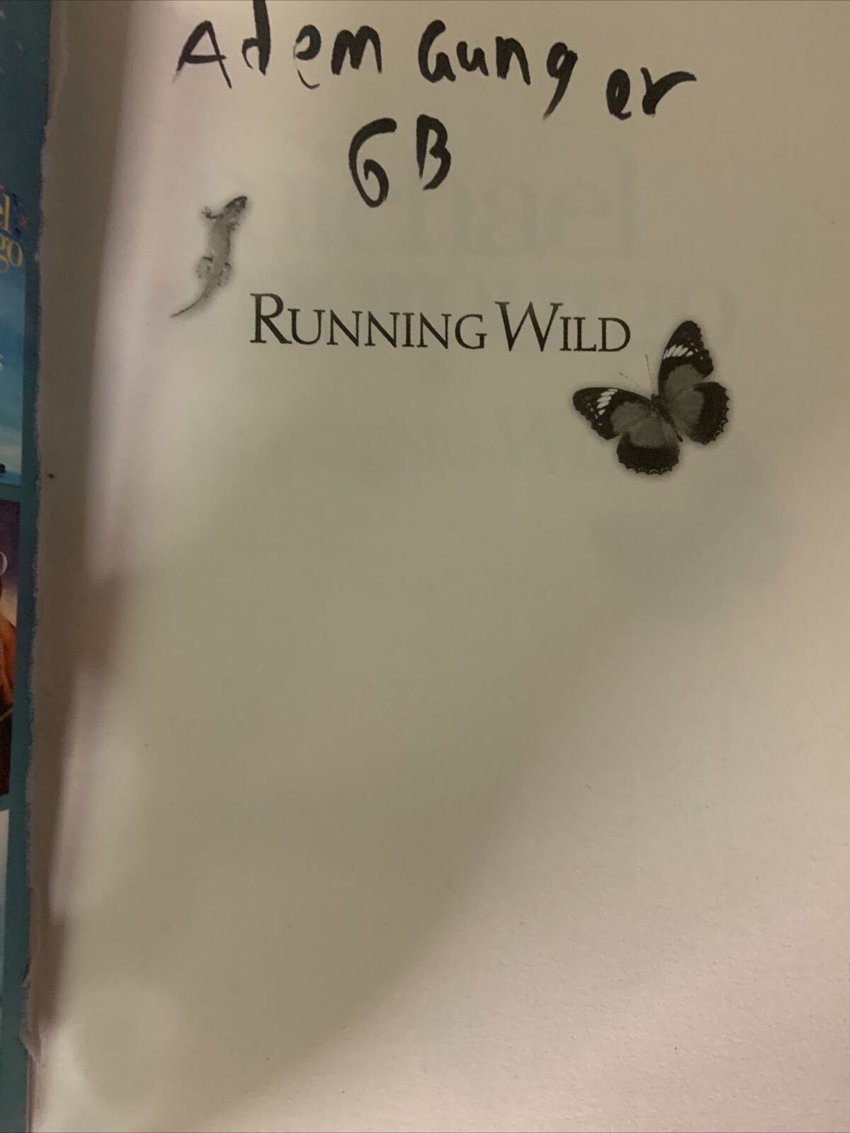 PB Book RUNNING WILD by Michael Morpurgo 2010 handwritten name inside page