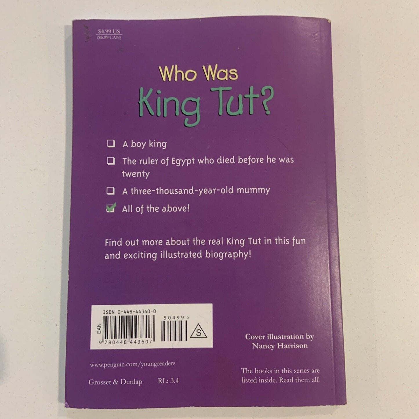 PB Book WHO WAS KING TUT? by Roberta Edwards English Egypt Mummy