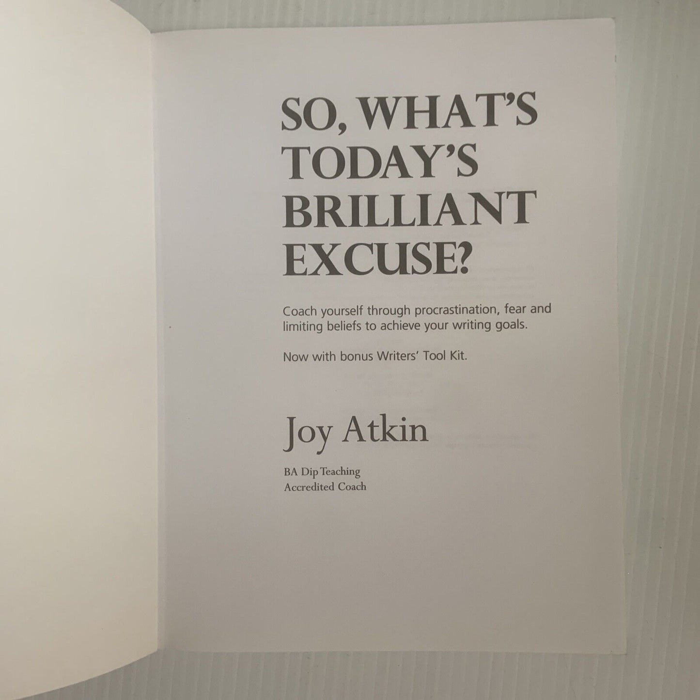 PB So What's Today's Brilliant Excuse Joy Atkins Overcoming Procrastination 2005