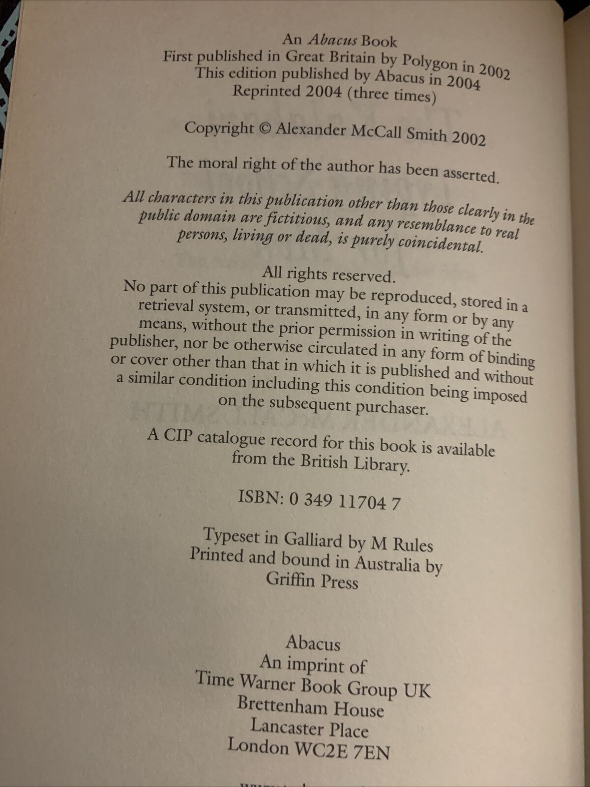 PB Book THE KALAHARI TYPING SCHOOL FOR MEN by Alexander McCall Smith