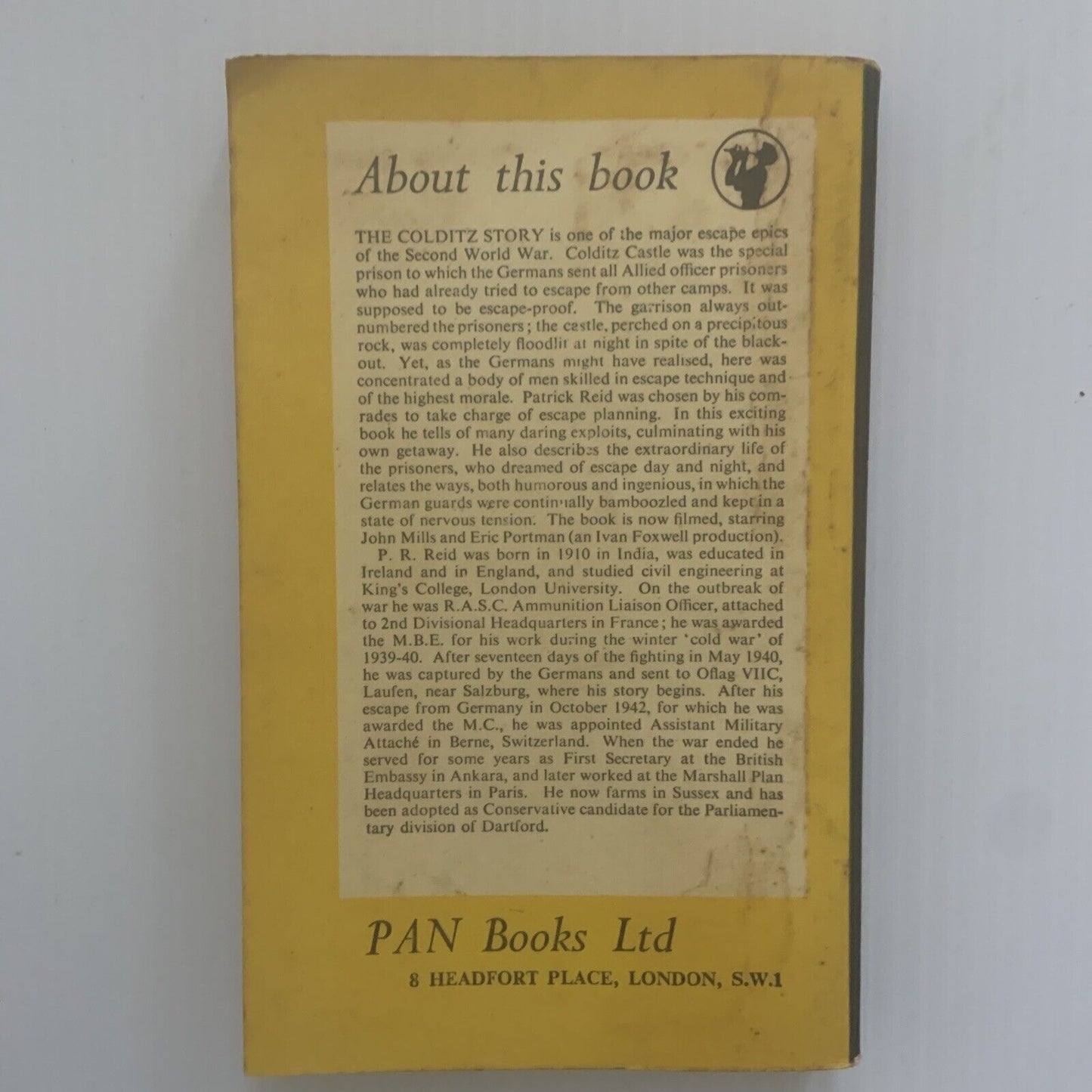 PB Book THE COLDITZ STORY by P R Reid Pan Books 1986 8th Reprint Small Vintage