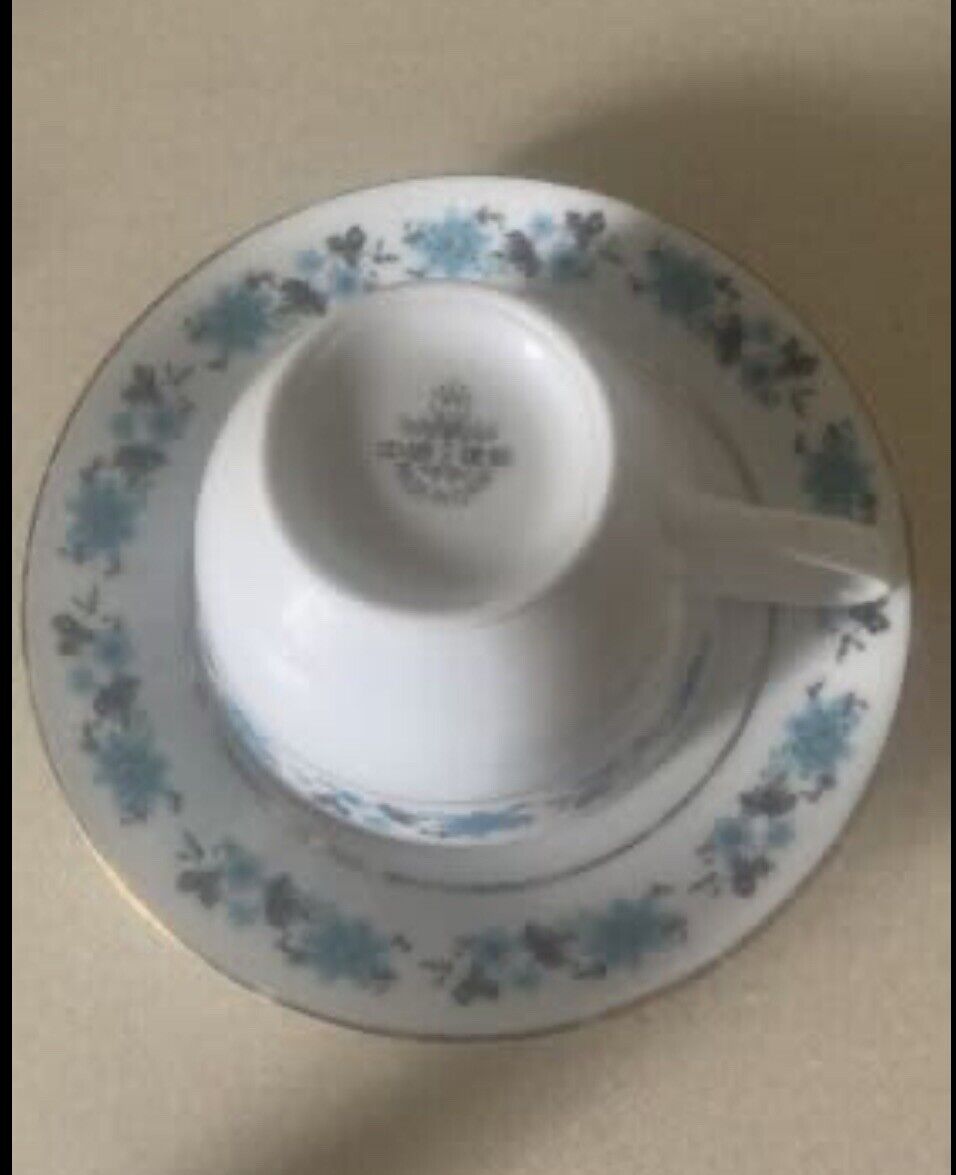 12 Sets x Nanjing Pagoda Tea Cup Saucer Made in China Blue Floral Gold  Coffee