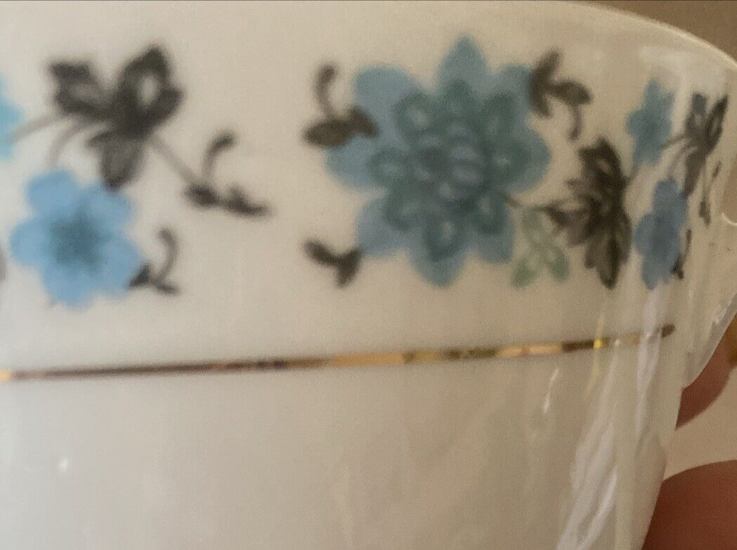12 Sets x Nanjing Pagoda Tea Cup Saucer Made in China Blue Floral Gold  Coffee