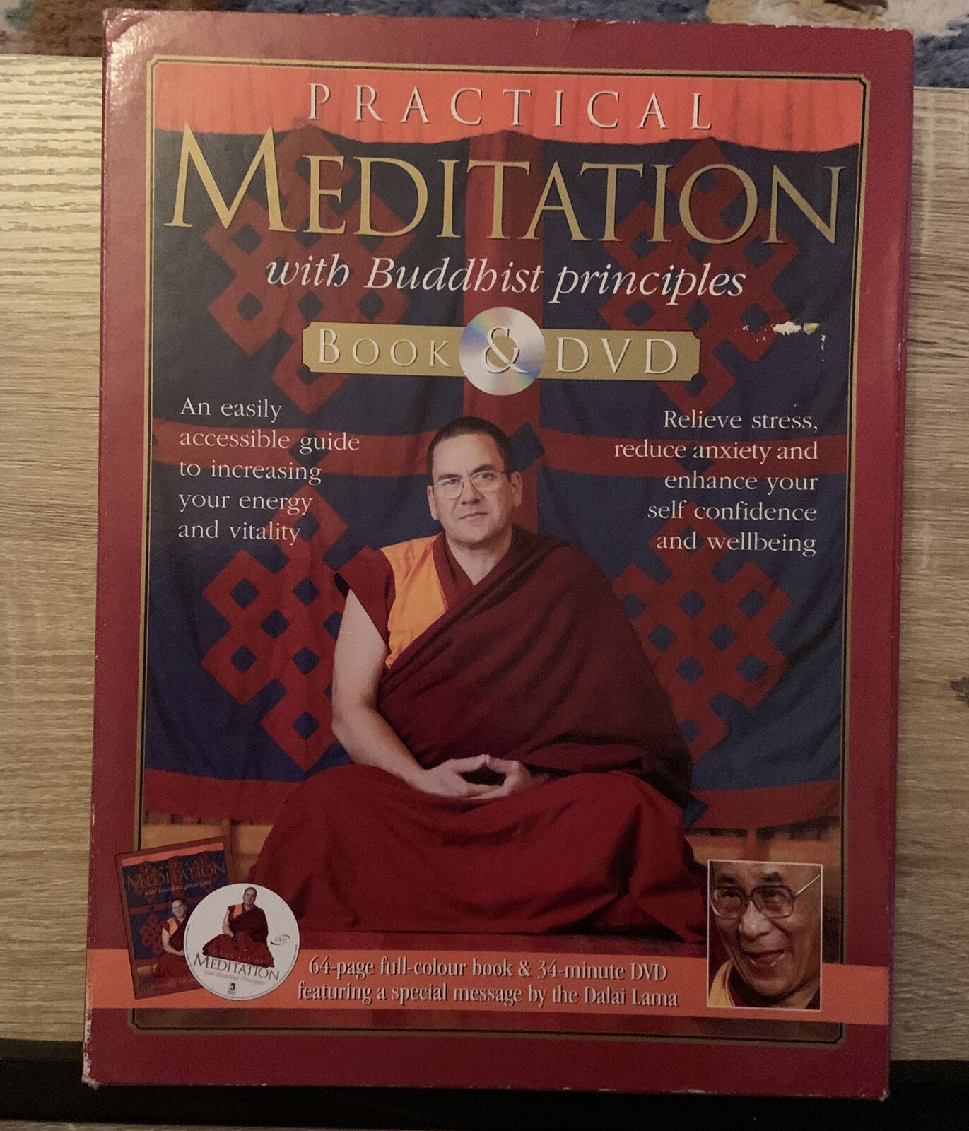 New Practical Meditation Buddhist Principles Large Book and DVD Set Cover Wear