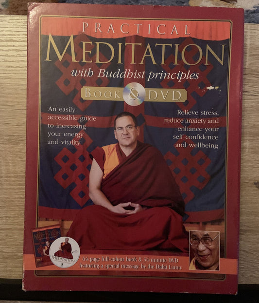 New Practical Meditation Buddhist Principles Large Book and DVD Set Cover Wear