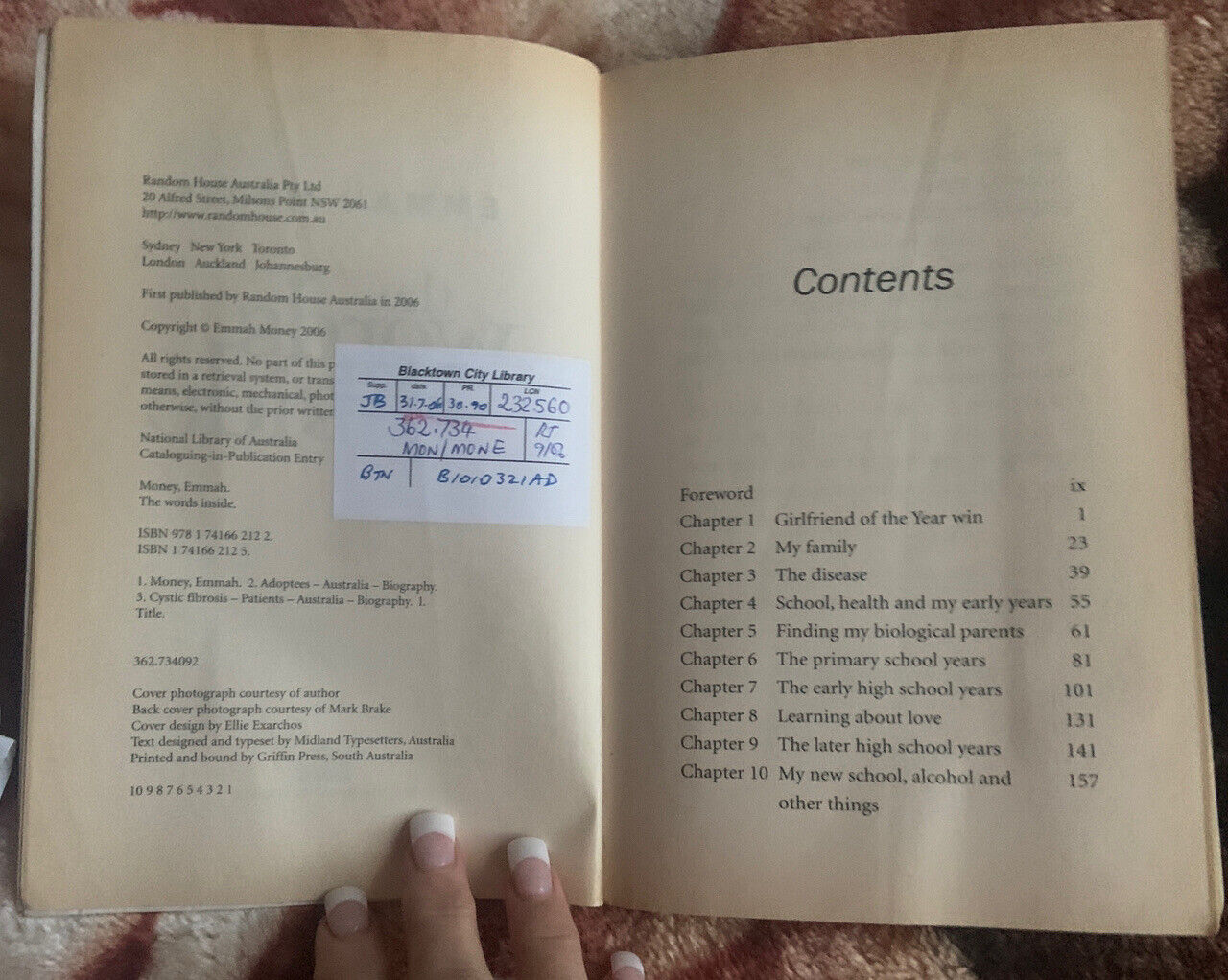 THE WORDS INSIDE Emmah Money PB Book ExLibrary Journey Cystic Fibrosis Love Life