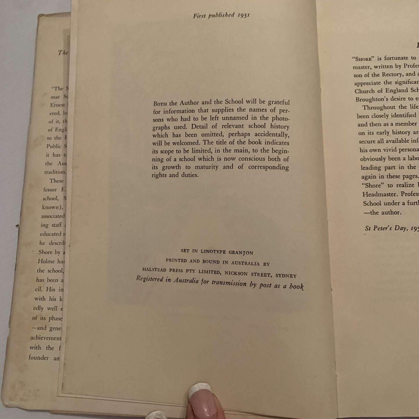 SHORE the Sydney Church of England Grammar School The Foundation by E R Holme HC