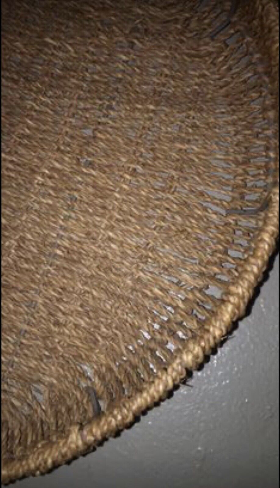 Handmade 1990’s 36cm x 5cm Woven Sisal Jute Round BASKET Tray Steel Frame