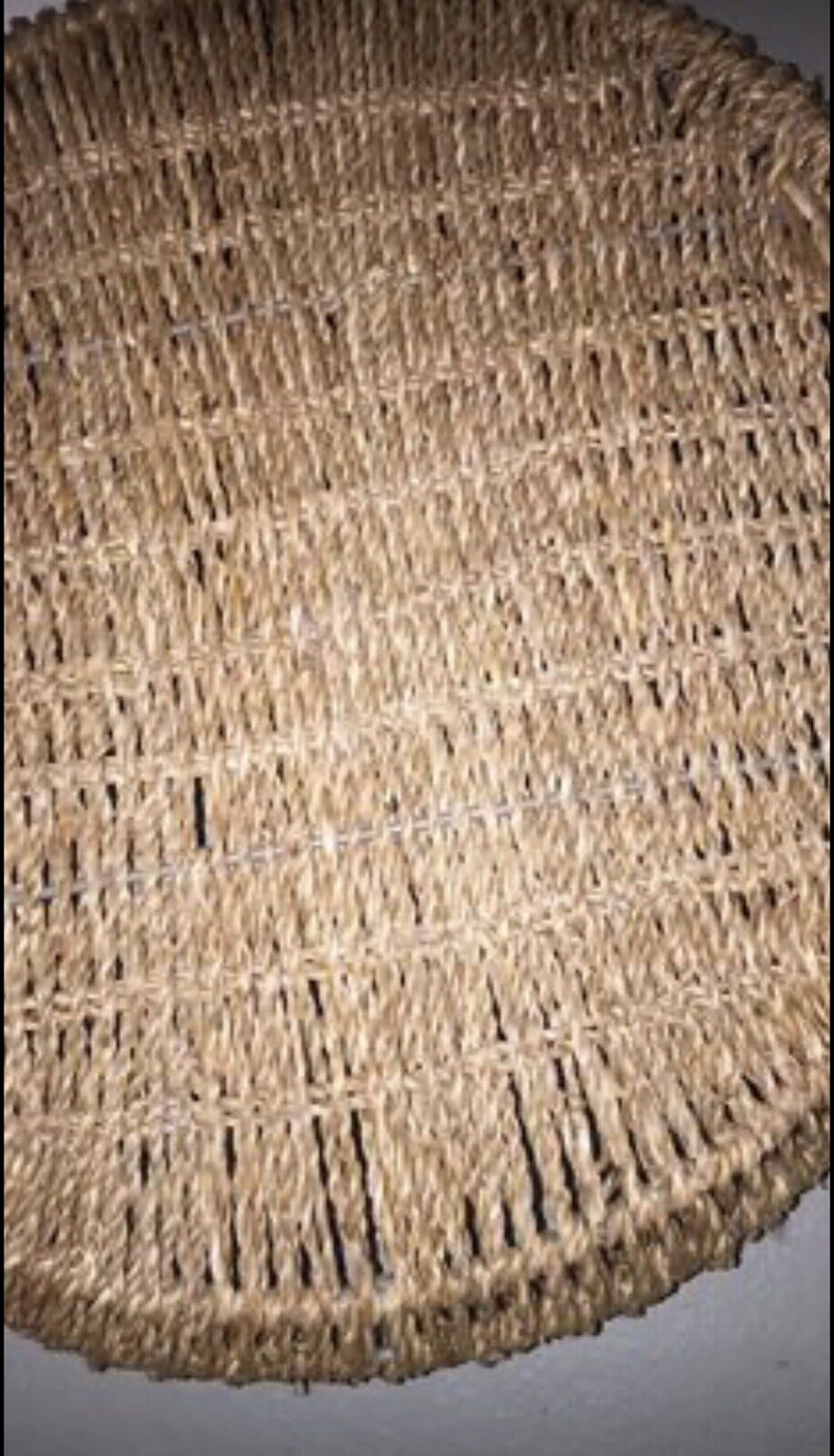 Handmade 1990’s 36cm x 5cm Woven Sisal Jute Round BASKET Tray Steel Frame