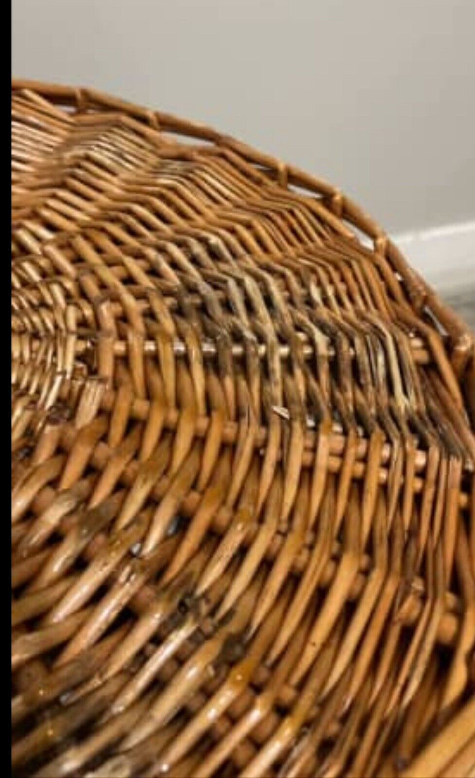 Vintage Wicker Basket Round 40cm Natural Brown Willow Cane Snack Tray Organiser