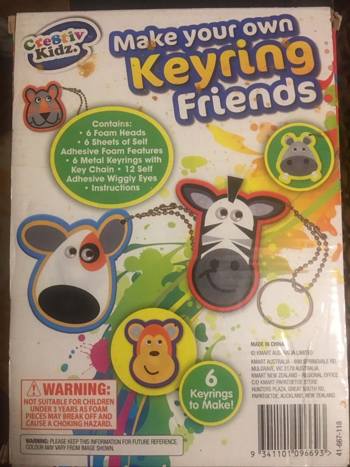 CRE8TIV KIDZ MAKE YOUR OWN KEYRING FRIENDS 6 Animal Keyrings Kit 6+ Activity NEW