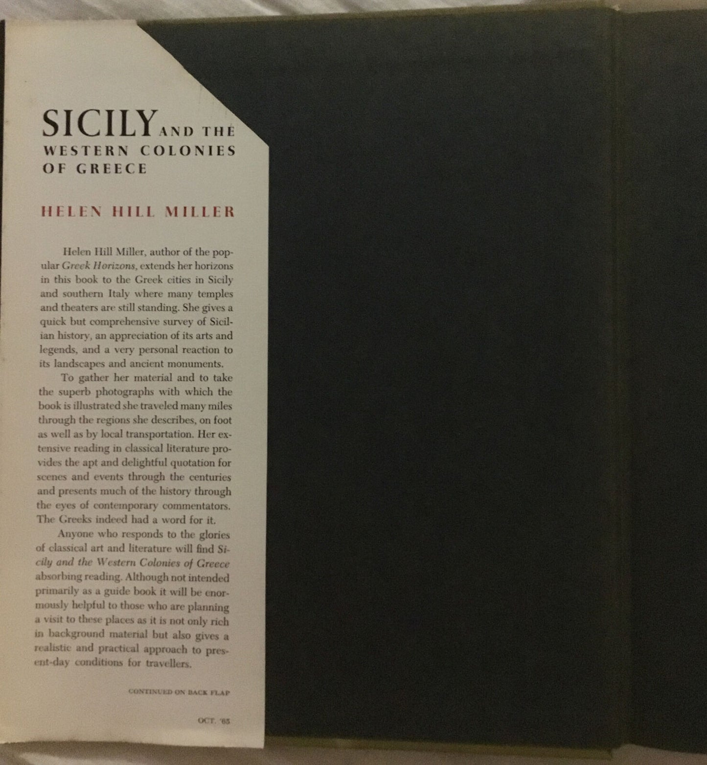 Sicily And The Western Colonies Of Greece HCDJ 1st Edition 1965 LCCCN 65-27243