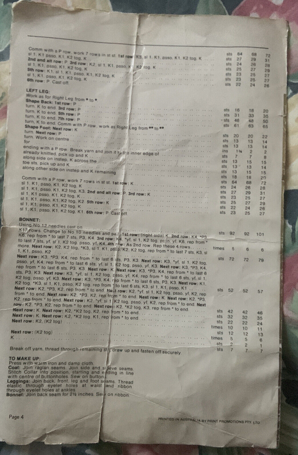 CLECKHEATON Trio Knits No 51 LINCOLN 4 Ply  Vintage Baby Knitting Pattern