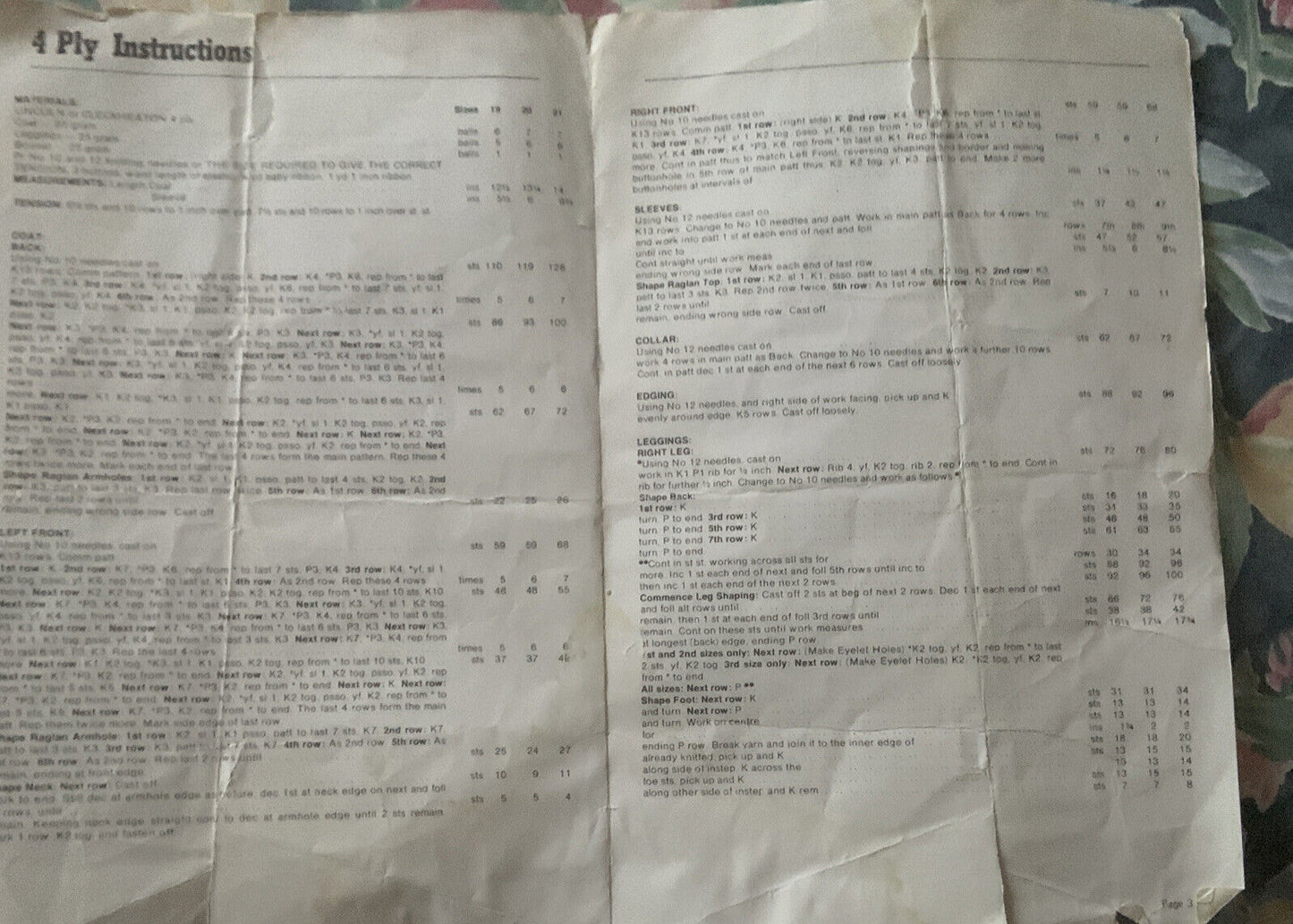 CLECKHEATON Trio Knits No 51 LINCOLN 4 Ply  Vintage Baby Knitting Pattern