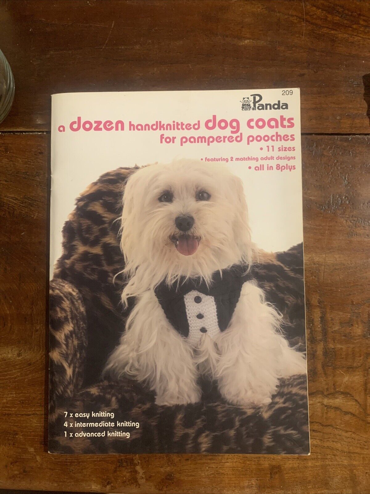 Panda A Dozen Handknitted DOG COATS for Pampered Pooches #209 11 Sizes Pattern