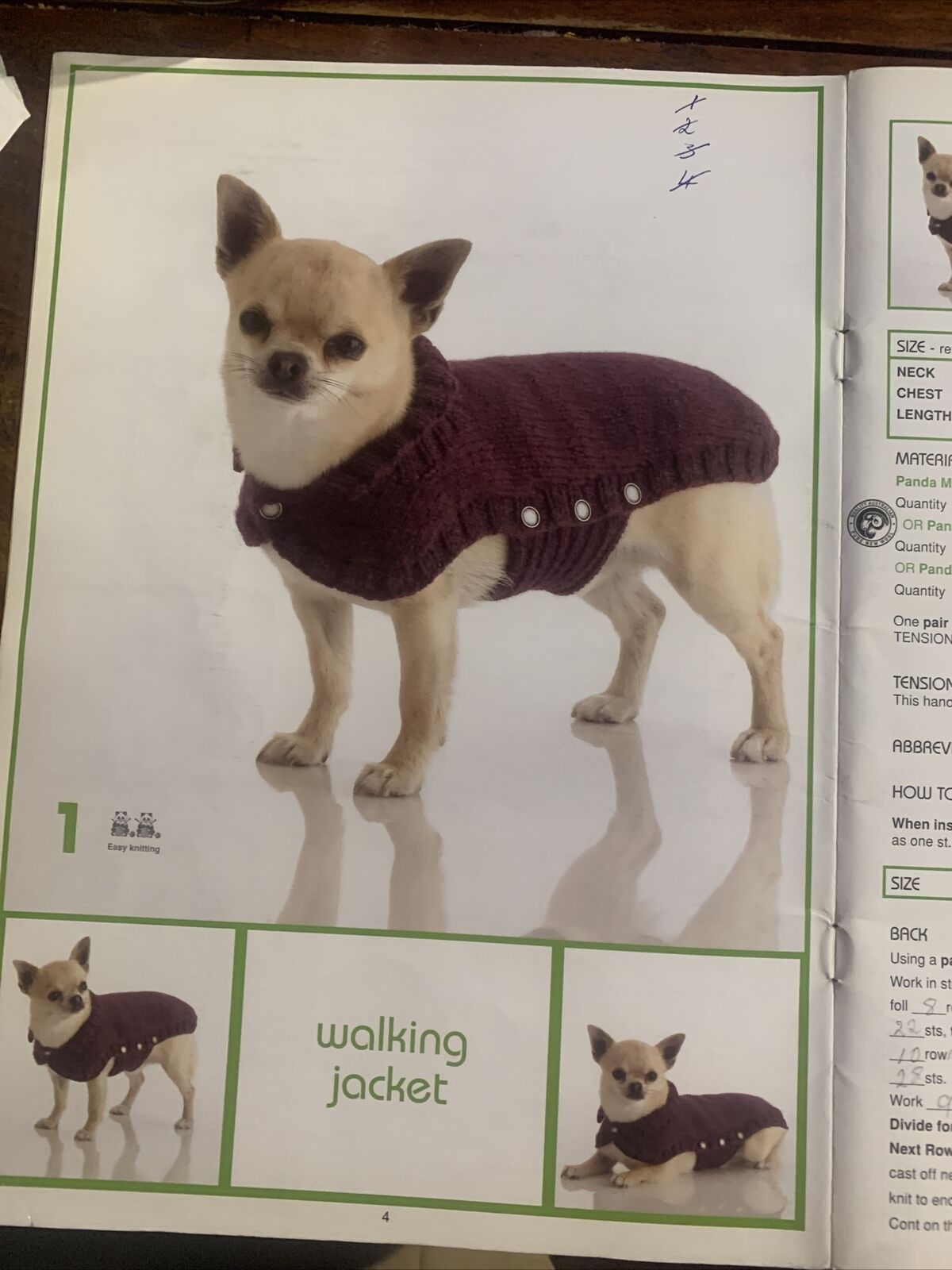 Panda A Dozen Handknitted DOG COATS for Pampered Pooches #209 11 Sizes Pattern