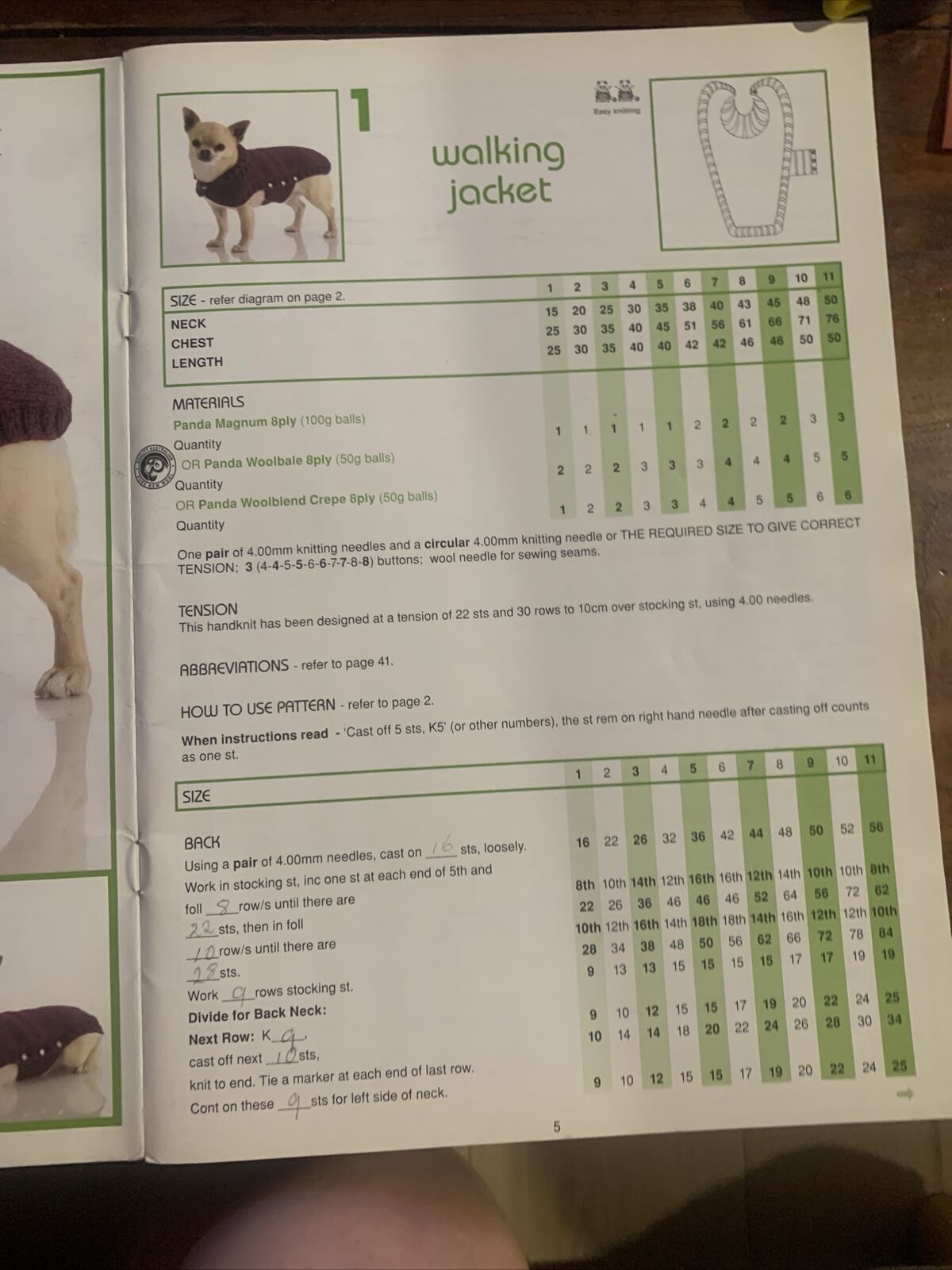 Panda A Dozen Handknitted DOG COATS for Pampered Pooches #209 11 Sizes Pattern