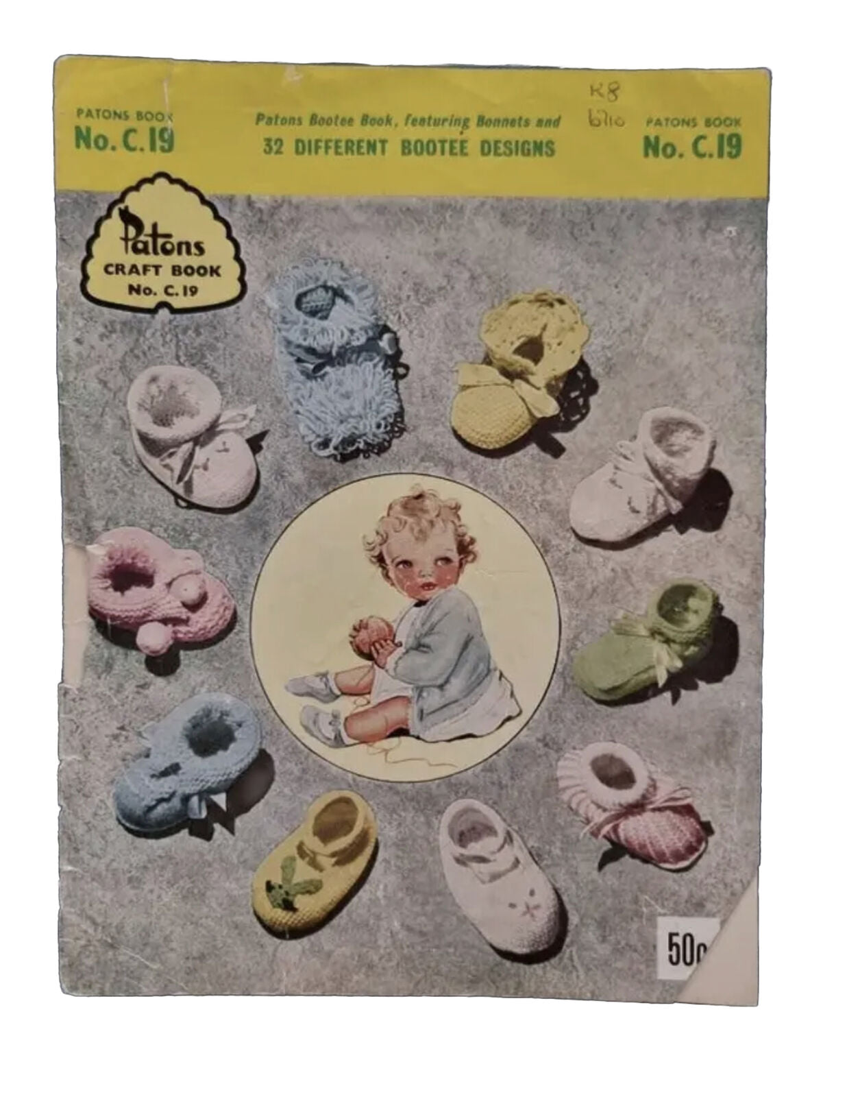 32 Different Bootee Designs Knitting Pattern Baby PATONS Craft Book C19 Vintage