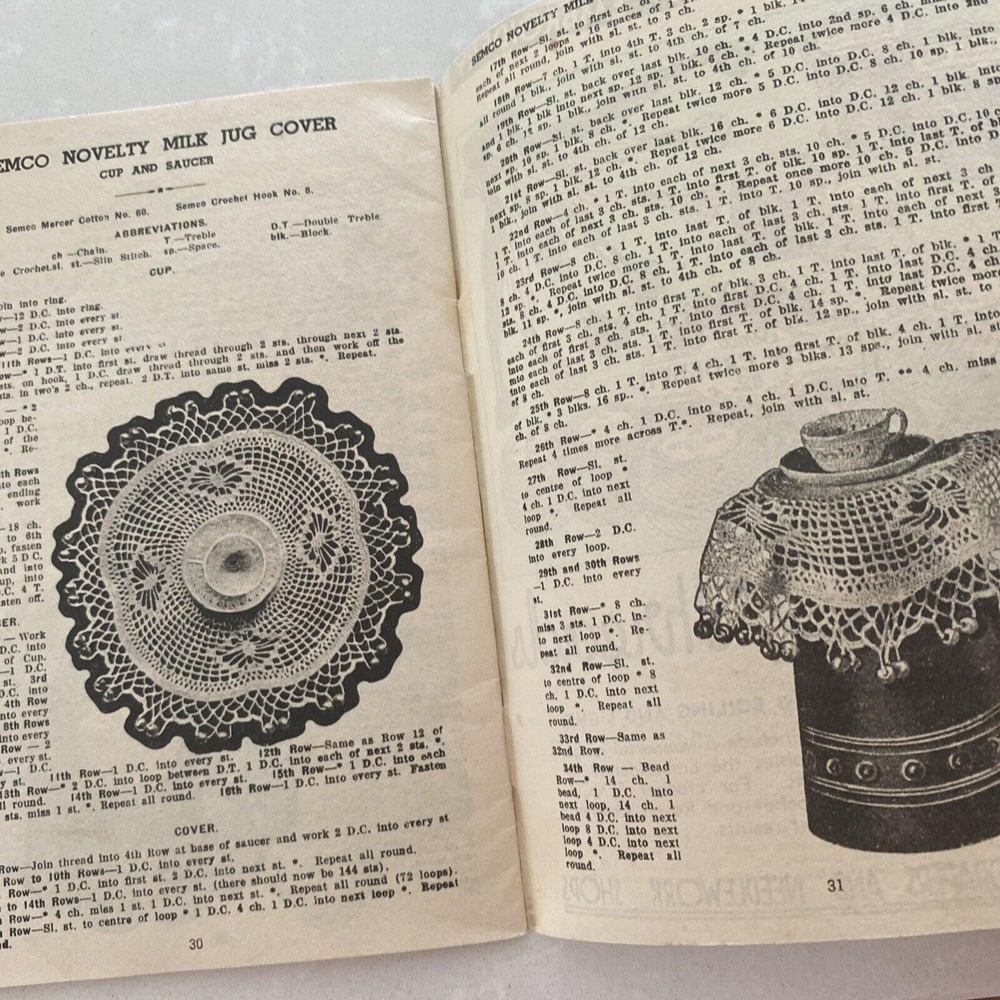 SEMCO Crochet Doyleys 24 Designes Pattern Instructions 1930's No 9 5th Edition