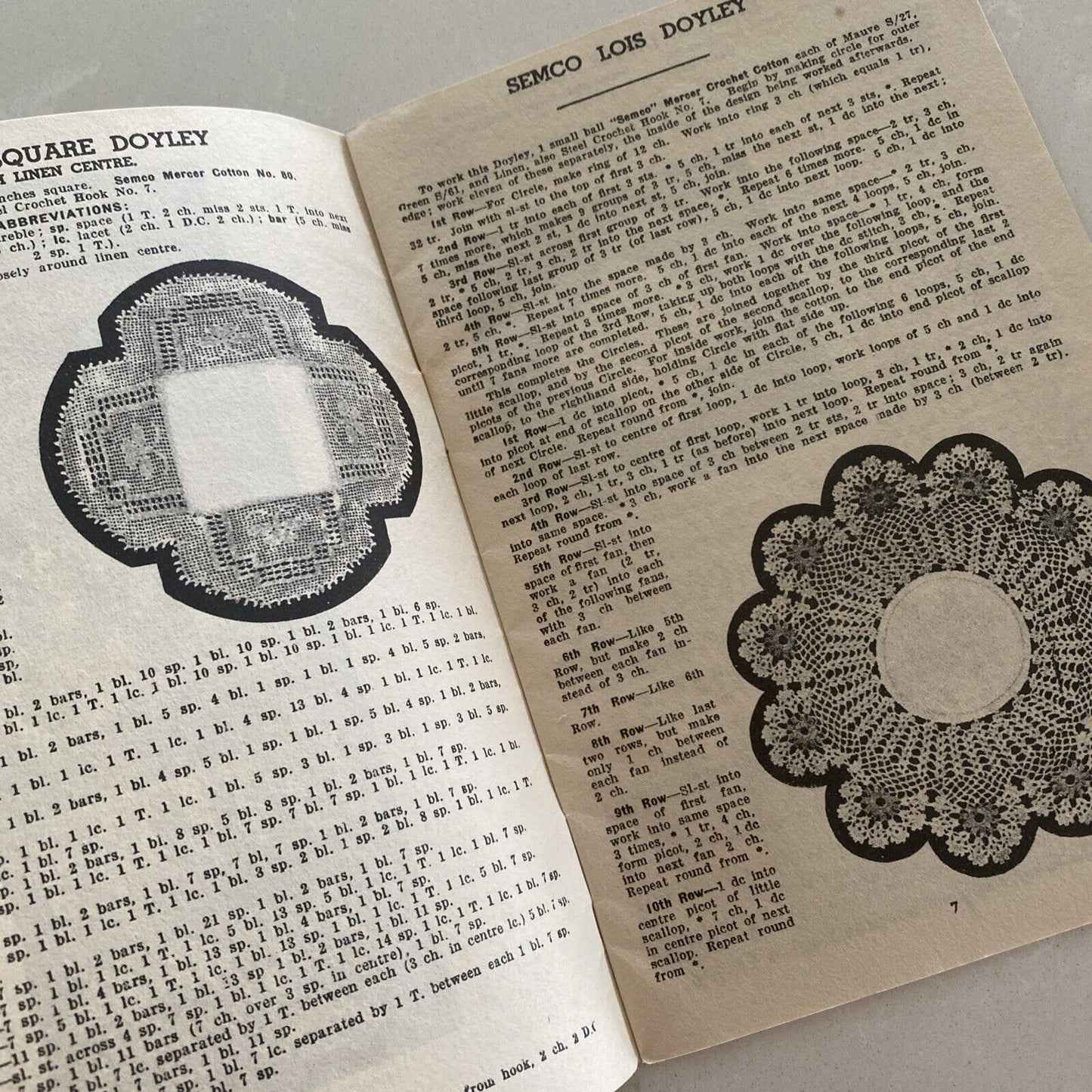 SEMCO Crochet Doyleys 24 Designes Pattern Instructions 1930's No 9 5th Edition