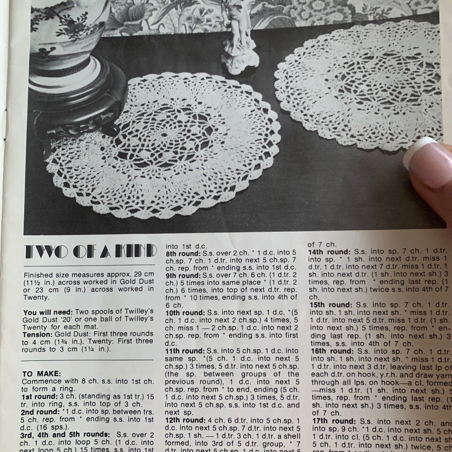 Vintage 1976 Crochet For Your Home Pattern TWILLEYS Stamford Pam Elson Doilies