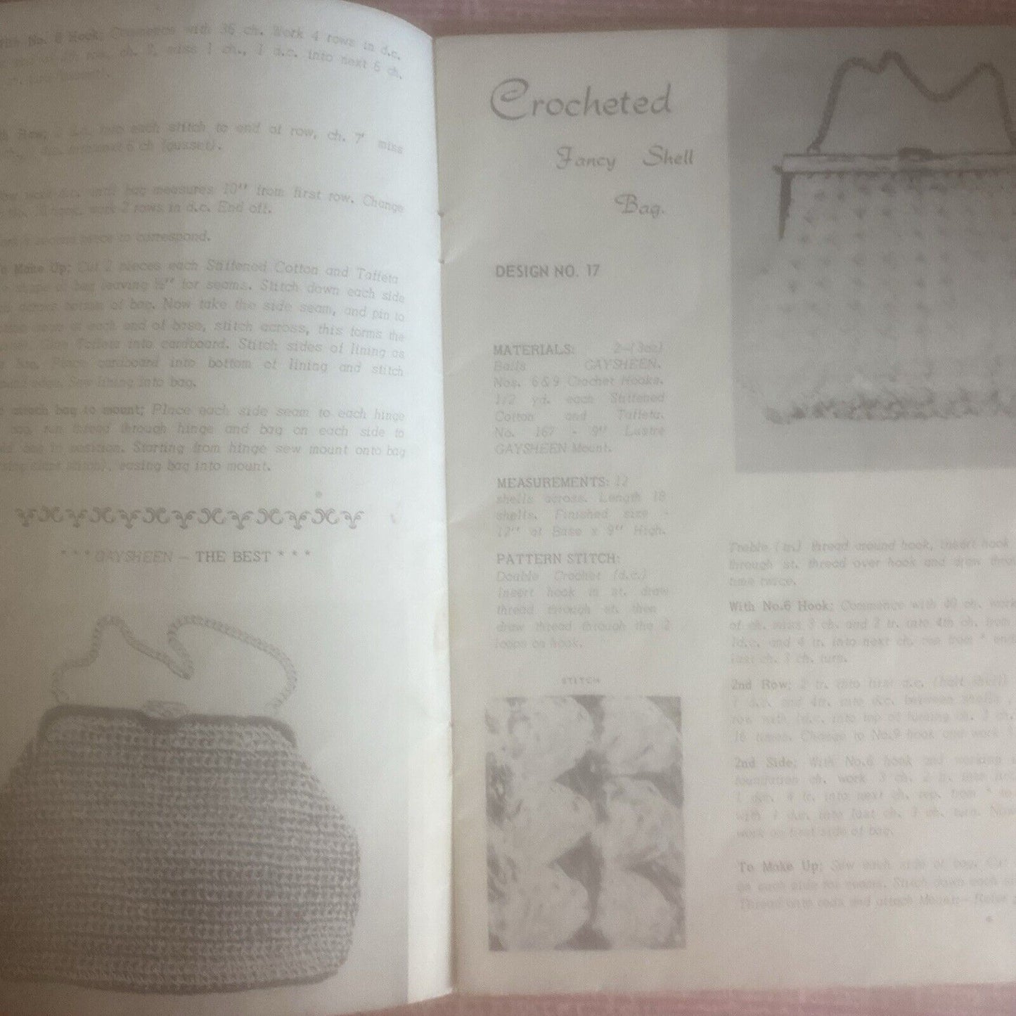 Vintage 1960s HANDBAGS with GAYSHEEN Instruction Book No 2 Crochet PB