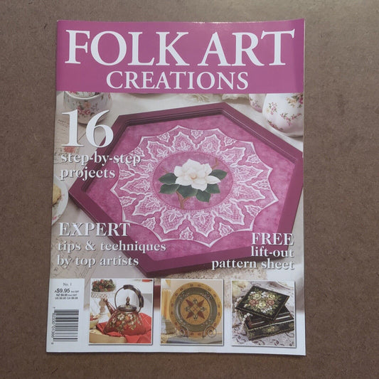 Magazine Folk Art Creations 1 - 16 Step by Step Projects Pattern Sheet NEW Rare