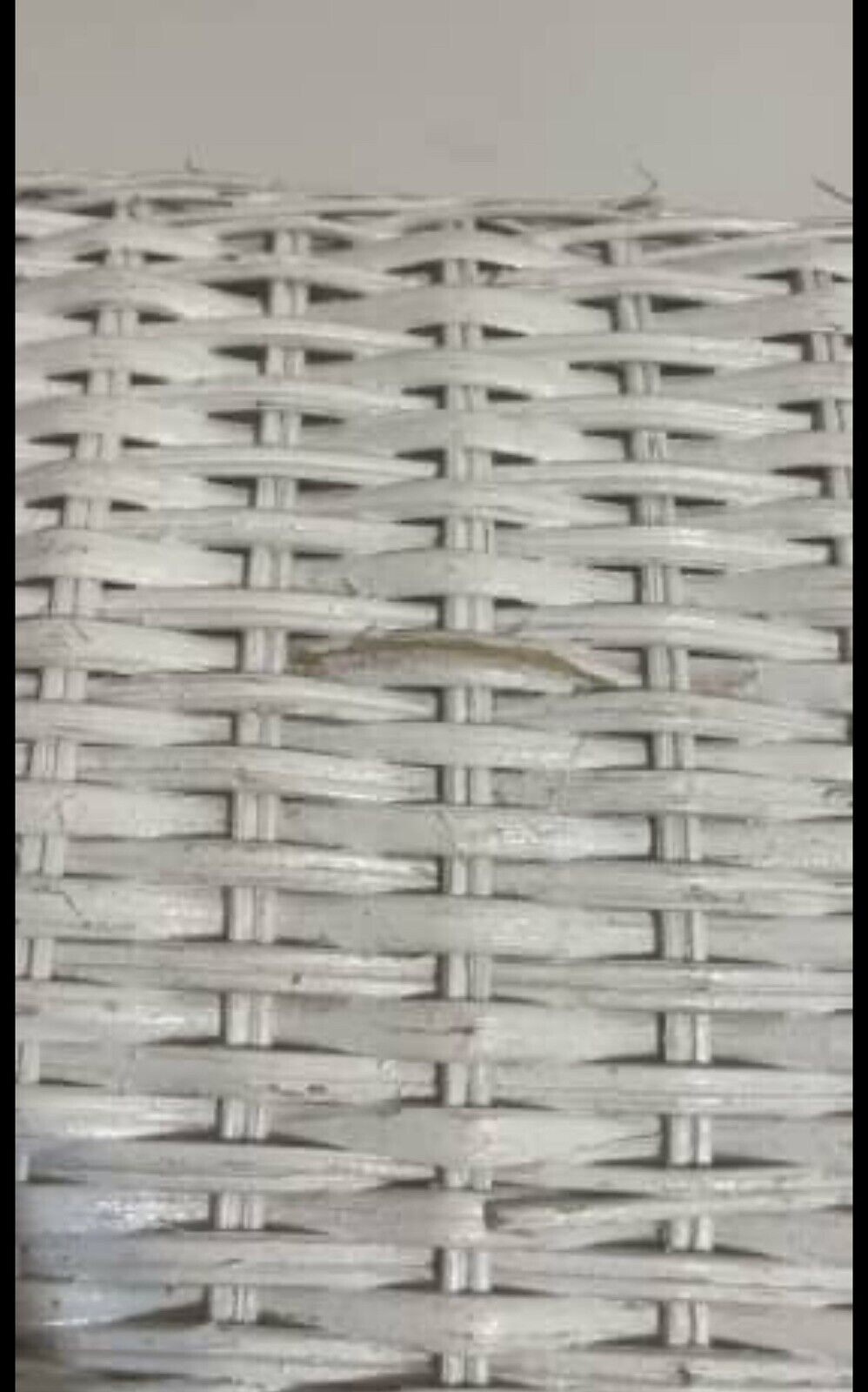 46.5cm Vintage Hand Woven Recrangular Wicker White Market Basket w Handle AE205