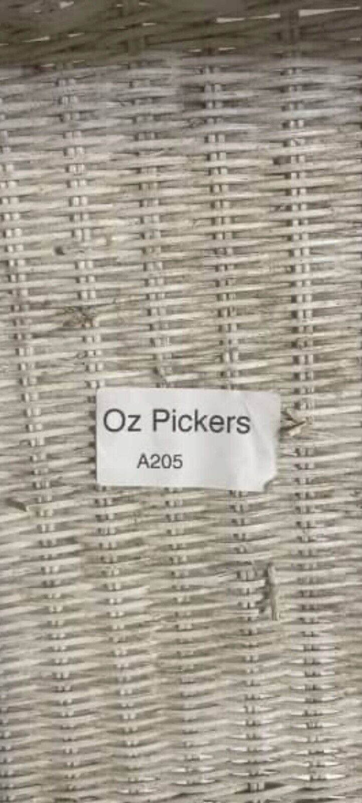 46.5cm Vintage Hand Woven Recrangular Wicker White Market Basket w Handle AE205